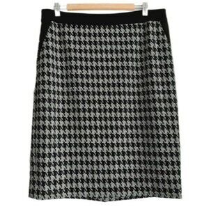 LAURA / Soft Mini Pencil Skirt Classic Houndstooth Pattern Sz 14